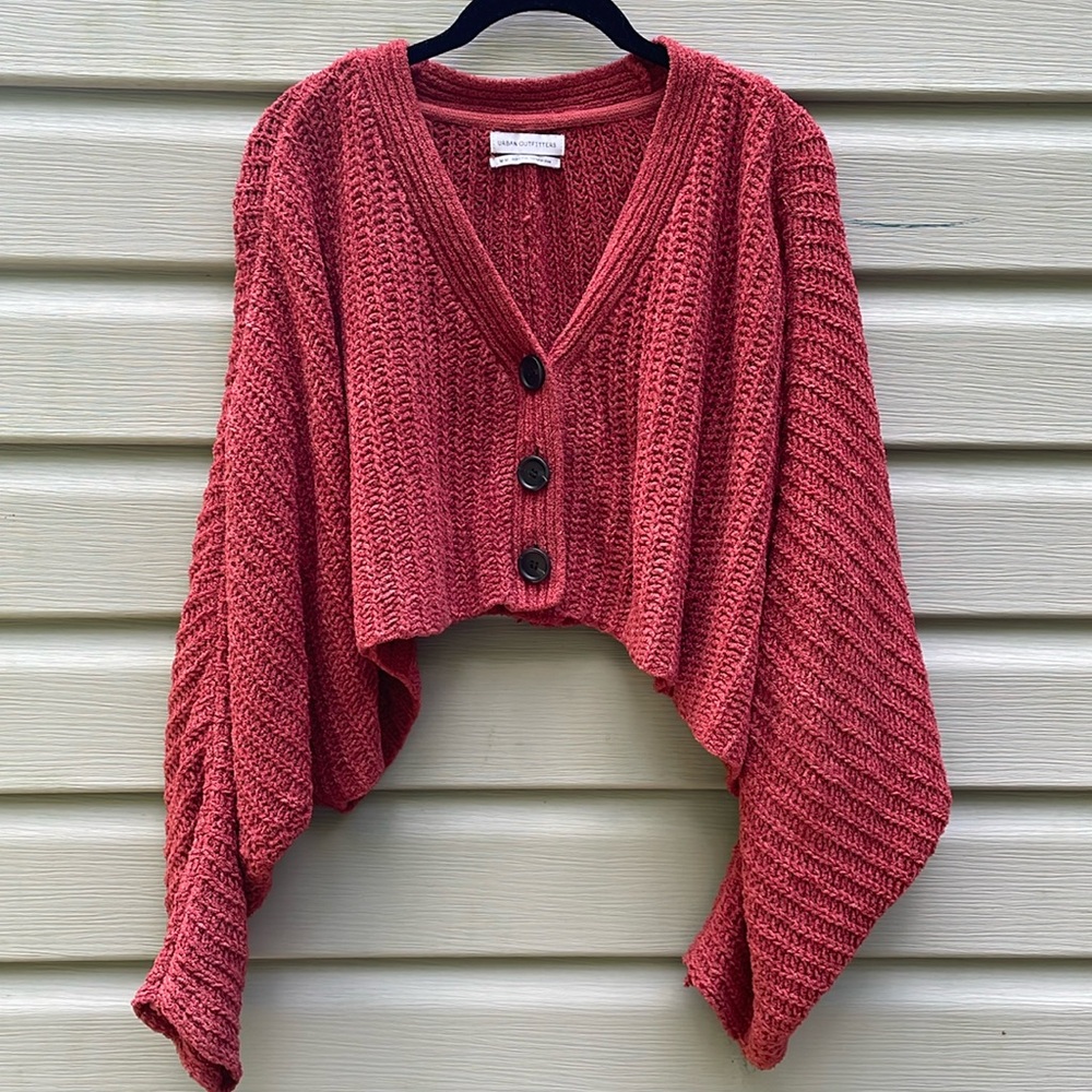 UO Burnt Orange Oversized Cropped Knit Sweater